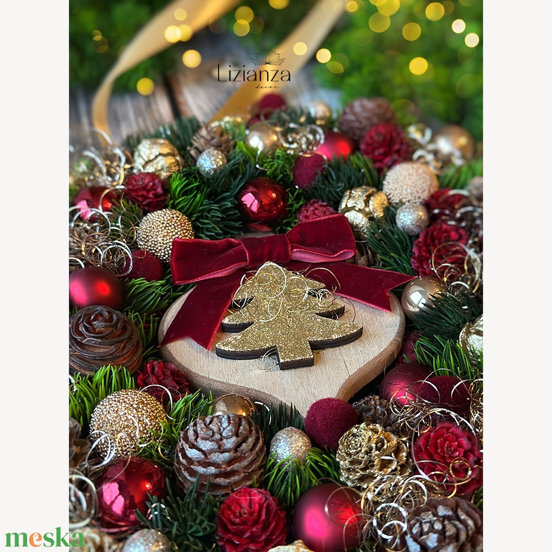 'Borcsa' adventi ajtódísz (30cm) - karácsony - karácsonyi lakásdekoráció - karácsonyi ajtódíszek - Meska.hu