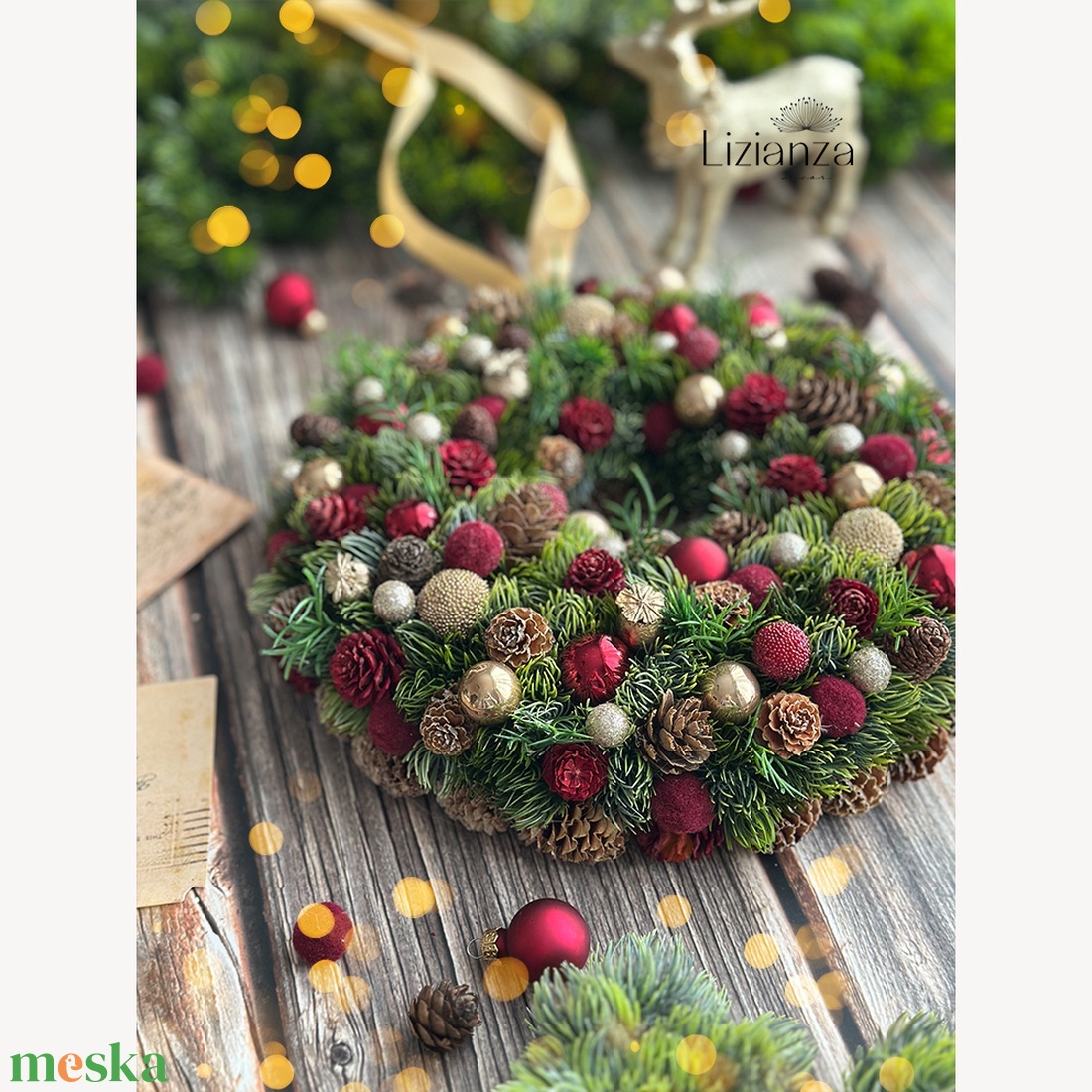 'Aisa' adventi ajtódísz (27cm) - karácsony - karácsonyi lakásdekoráció - karácsonyi ajtódíszek - Meska.hu