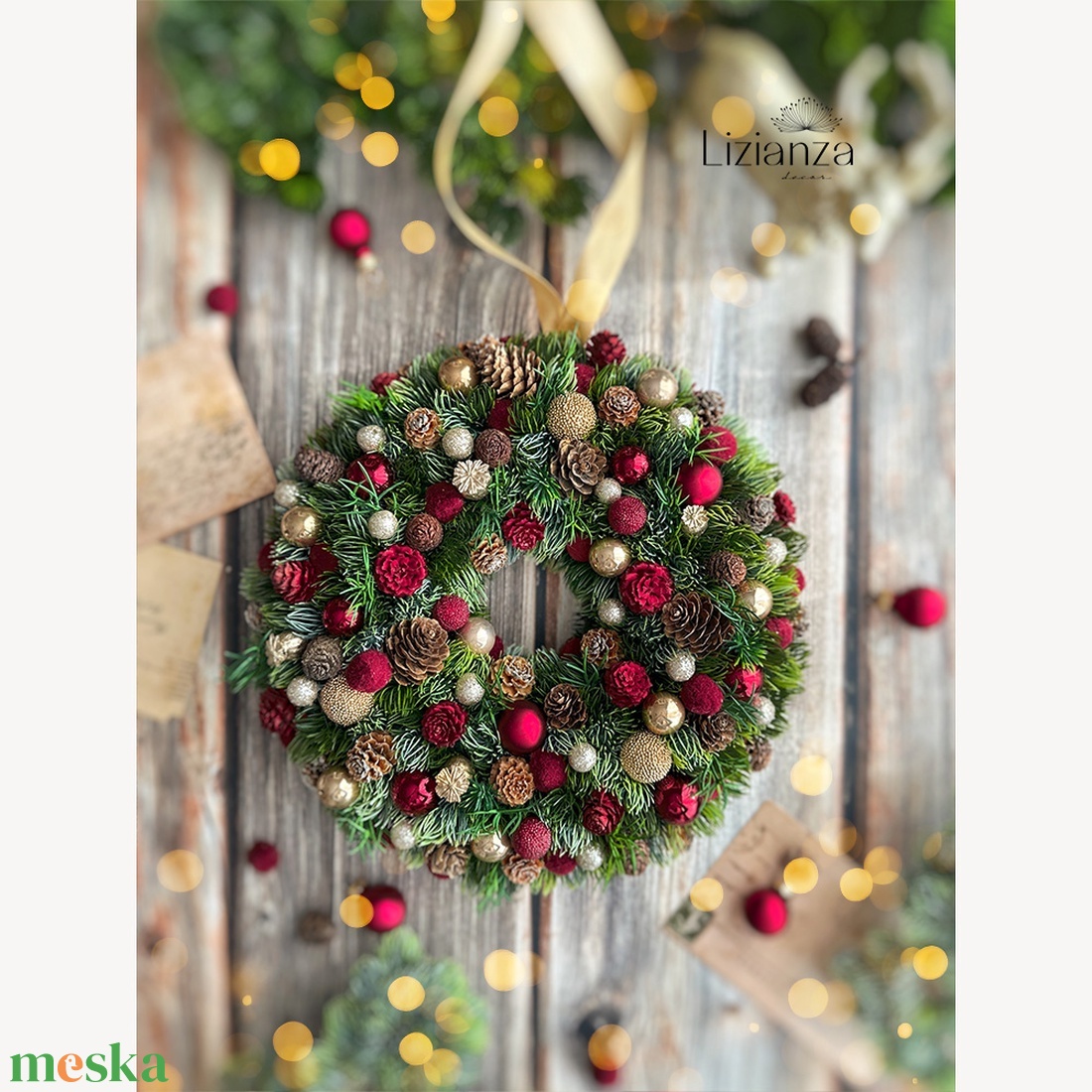 'Aisa' adventi ajtódísz (27cm) - karácsony - karácsonyi lakásdekoráció - karácsonyi ajtódíszek - Meska.hu