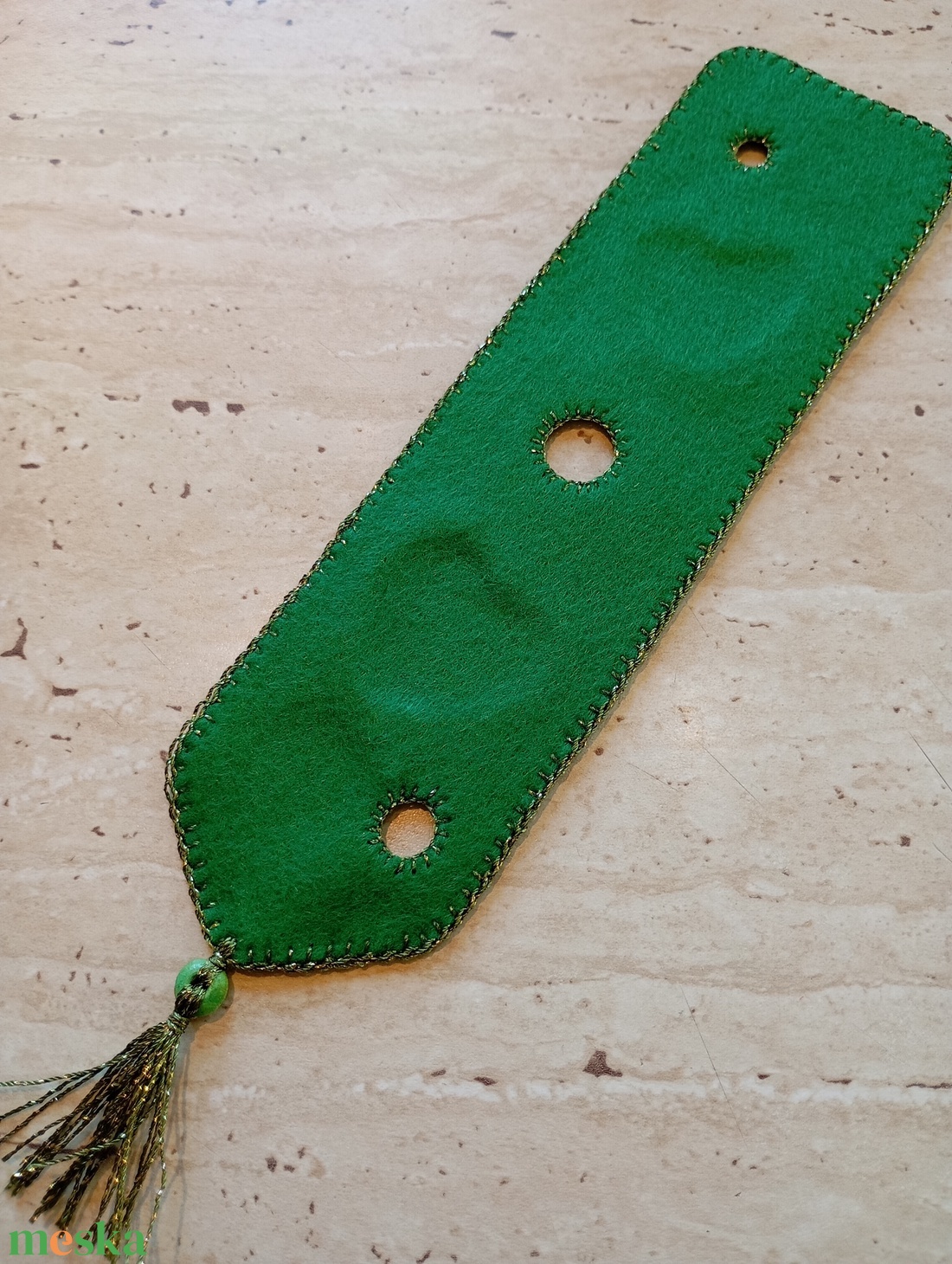 Filc könyvjelző textil szívmintával � zöld, sötétzöld - könyv & zene - könyvjelző - Meska.hu