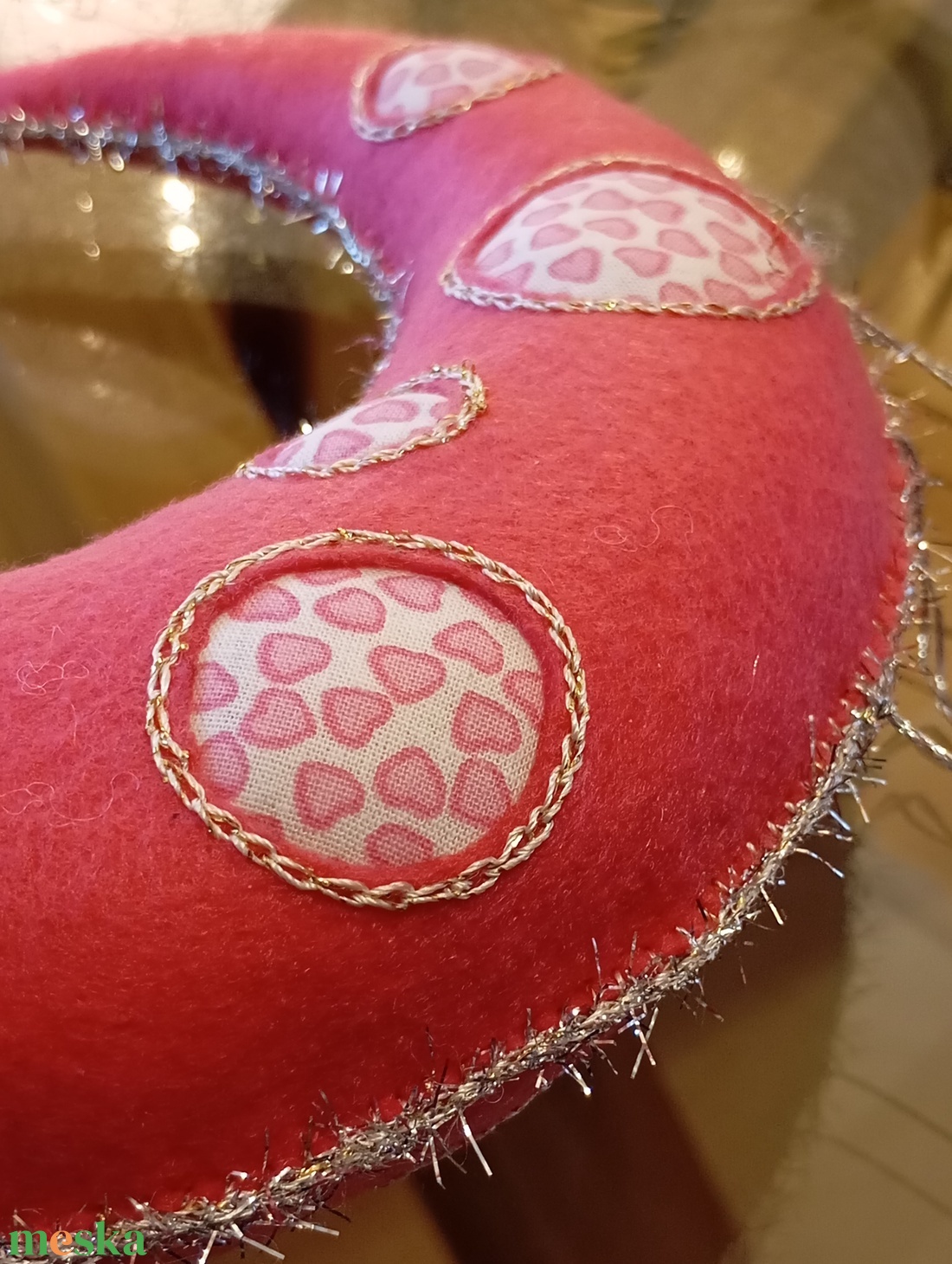 Rózsaszín filc hold csillagokkal � kézzel készült, nyugtató gyerekszoba dekor - otthon & életmód - babaszoba, gyerekszoba - babaszoba dekoráció - Meska.hu