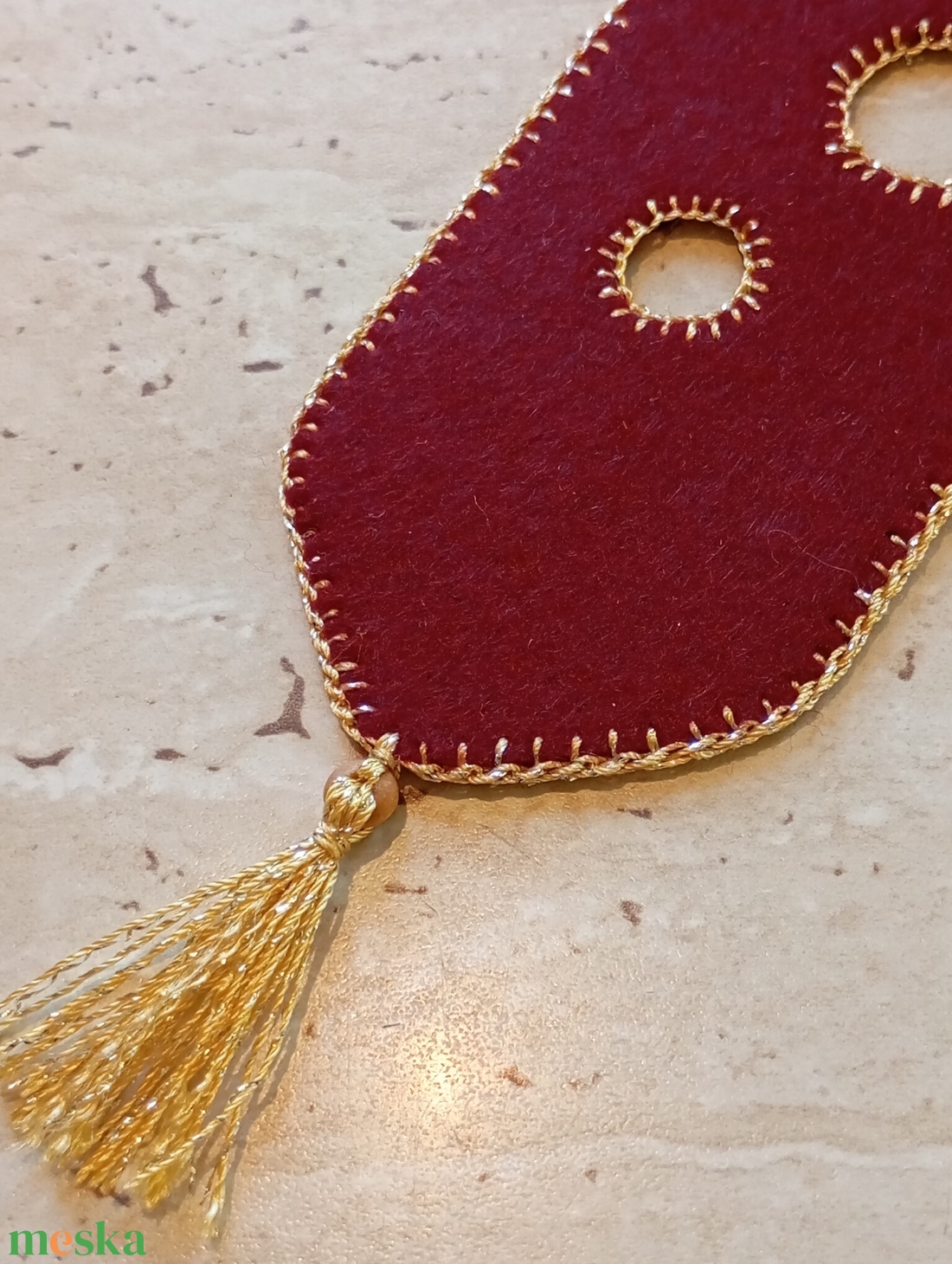 Bordó filc könyvjelző körmintával - könyv & zene - könyvjelző - Meska.hu