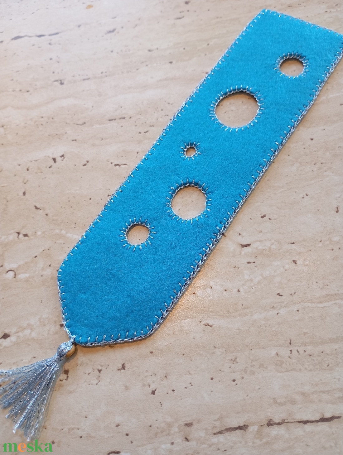 Türkizkék filc könyvjelző körmintával - könyv & zene - könyvjelző - Meska.hu