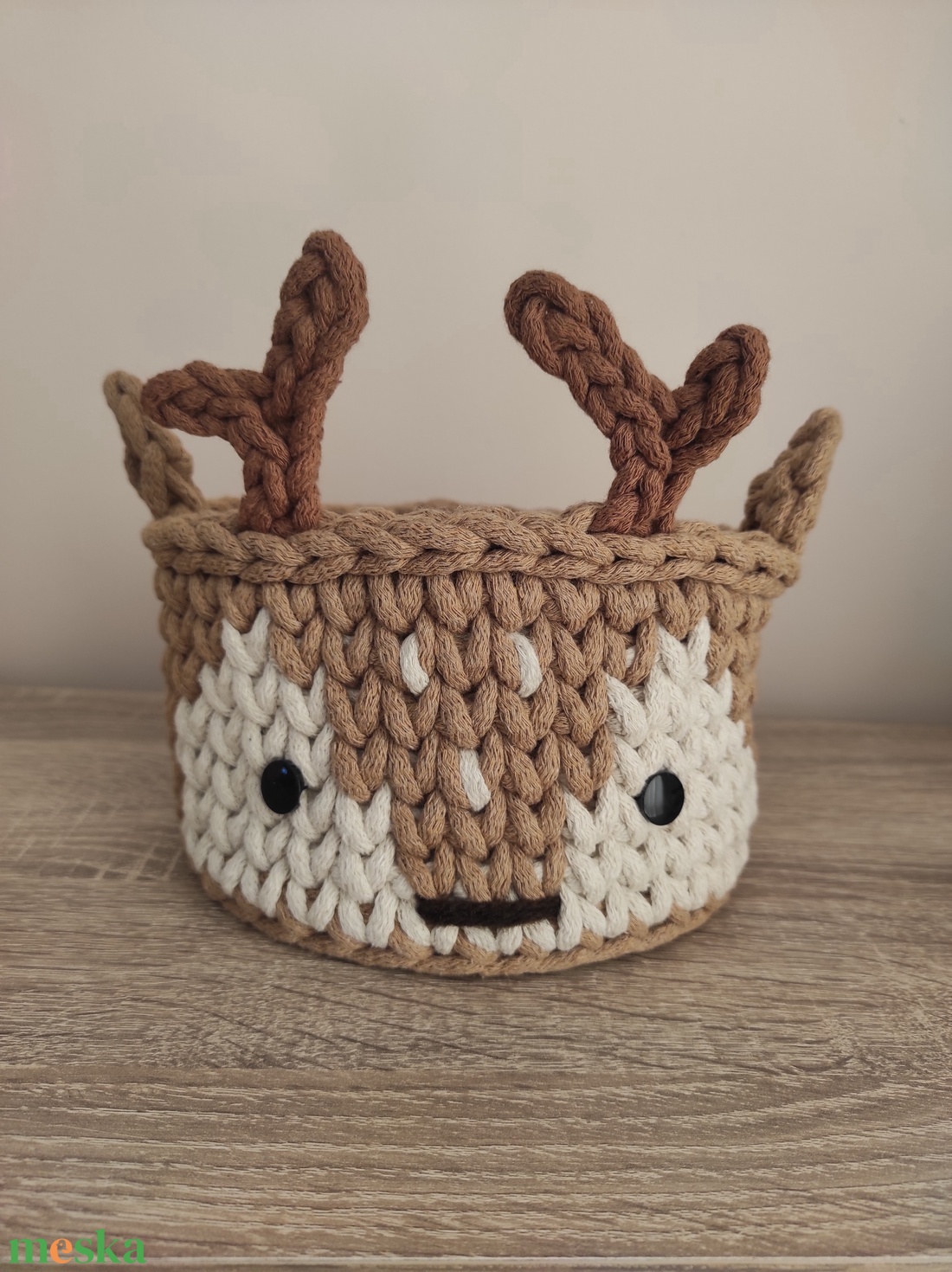 Szarvasos horgolt tároló  - otthon & életmód - dekoráció - asztal és polc dekoráció - asztaldísz - Meska.hu