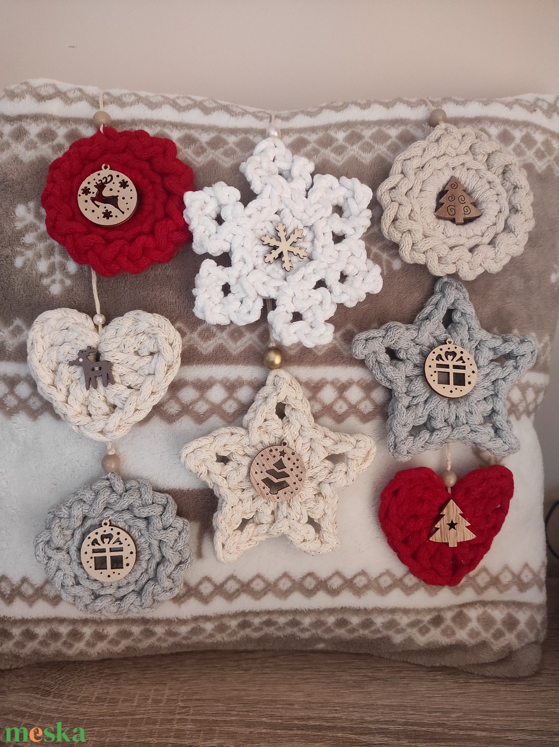 Horgolt karácsonyfa dísz  - karácsony - karácsonyi lakásdekoráció - karácsonyfadíszek - Meska.hu