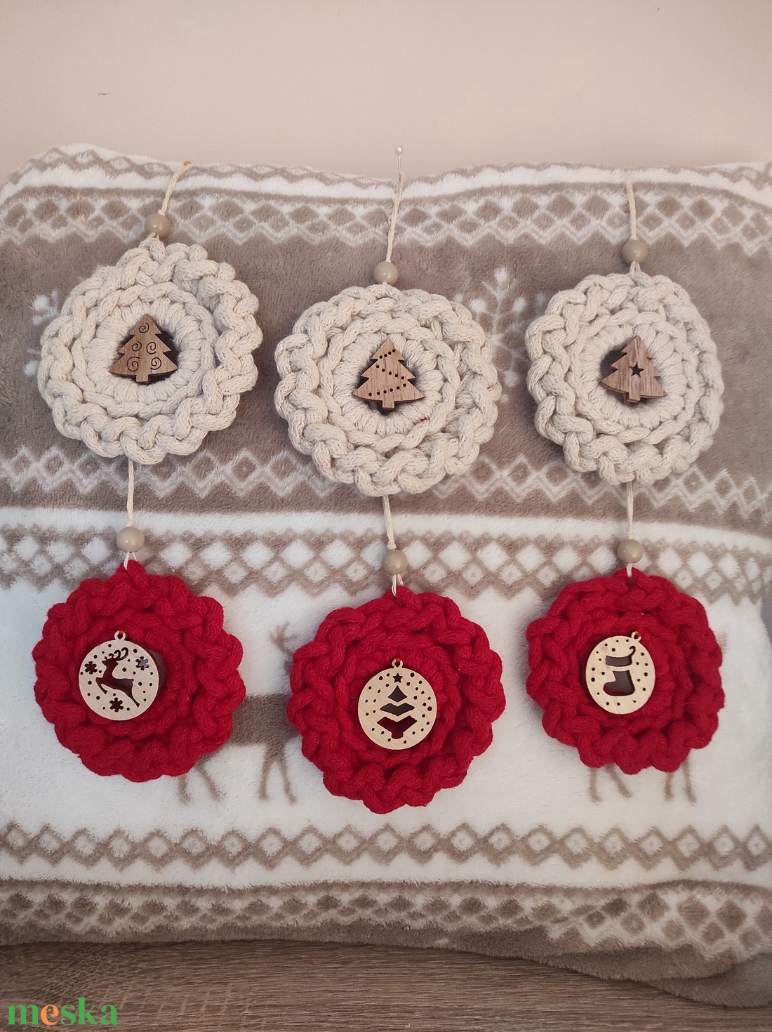 Horgolt karácsonyfa dísz  - karácsony - karácsonyi lakásdekoráció - karácsonyfadíszek - Meska.hu