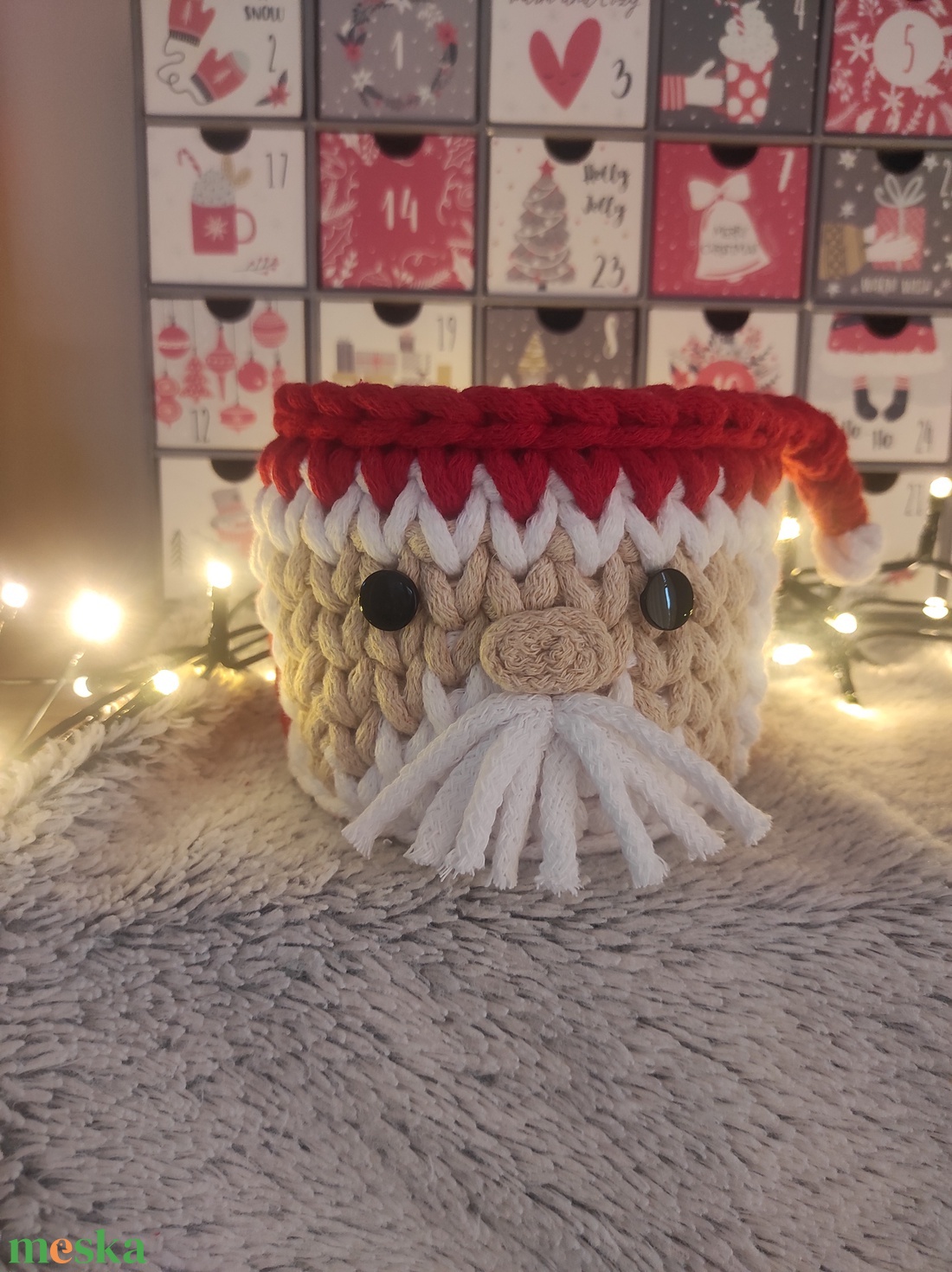 Mikulás, Rudolf vagy rénszarvas lány horgolt tároló  - karácsony - karácsonyi lakásdekoráció - karácsonyi lakásdíszek - Meska.hu