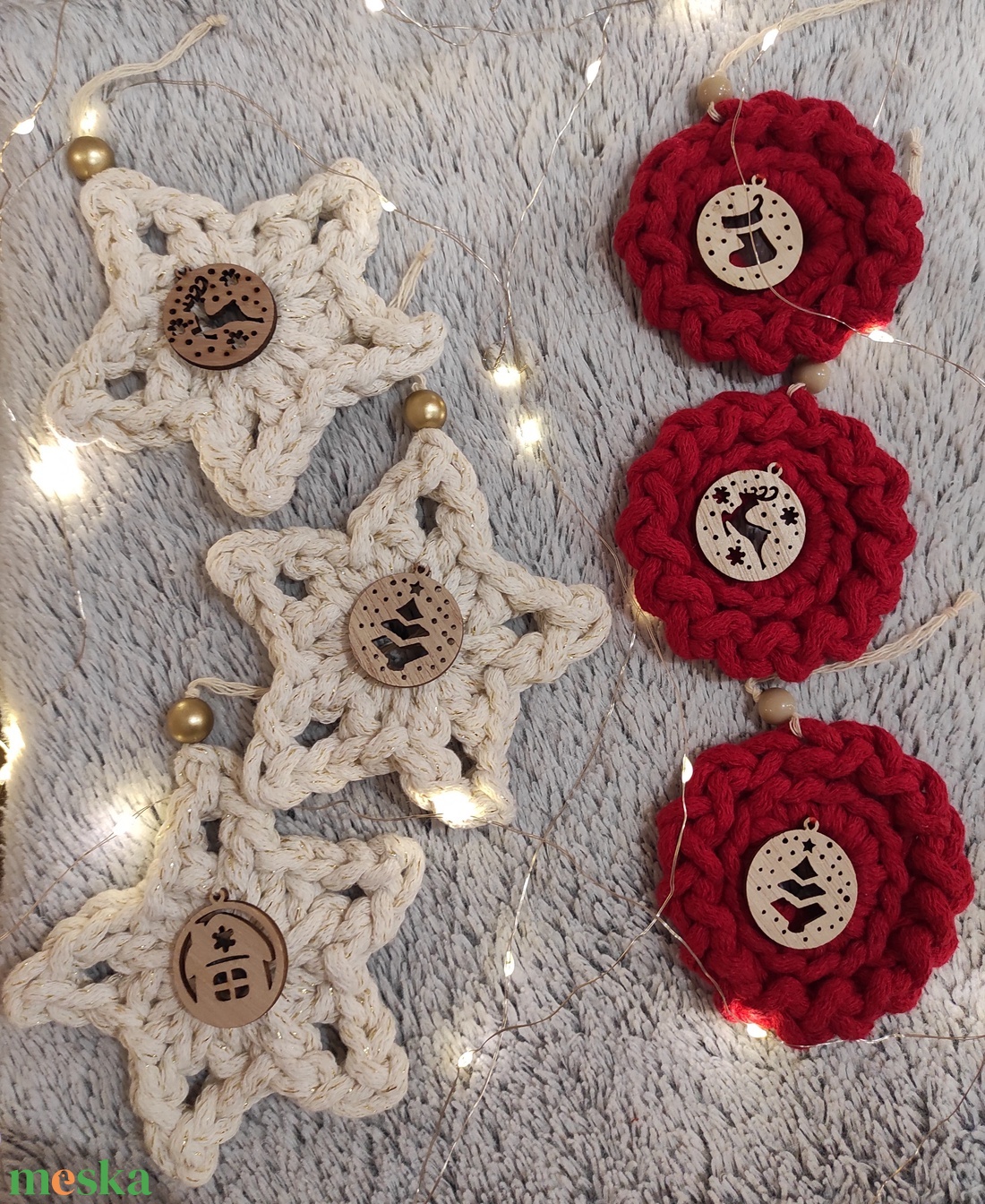 Horgolt karácsonyfa dísz  - karácsony - karácsonyi lakásdekoráció - karácsonyfadíszek - Meska.hu