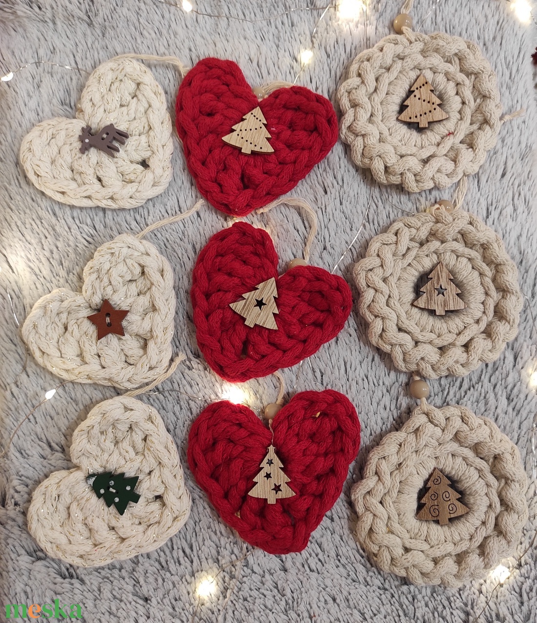 Horgolt karácsonyfa dísz  - karácsony - karácsonyi lakásdekoráció - karácsonyfadíszek - Meska.hu