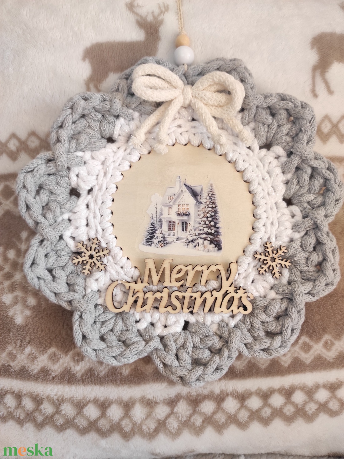 Karácsonyi horgolt kopogtató  - karácsony - karácsonyi lakásdekoráció - karácsonyi ajtódíszek - Meska.hu