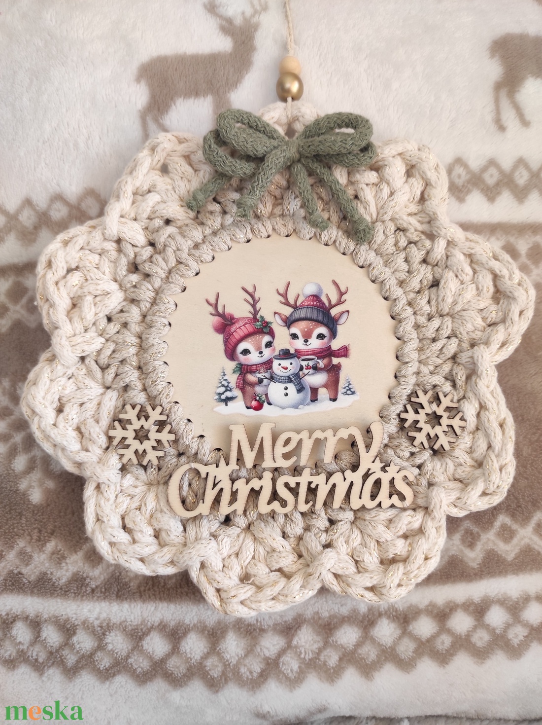 Karácsonyi horgolt kopogtató  - karácsony - karácsonyi lakásdekoráció - karácsonyi ajtódíszek - Meska.hu