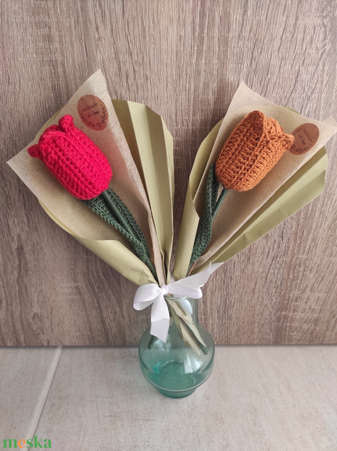 Horgolt tulipán  - otthon & életmód - virágdekoráció - virágdíszek - asztali virágdísz - Meska.hu