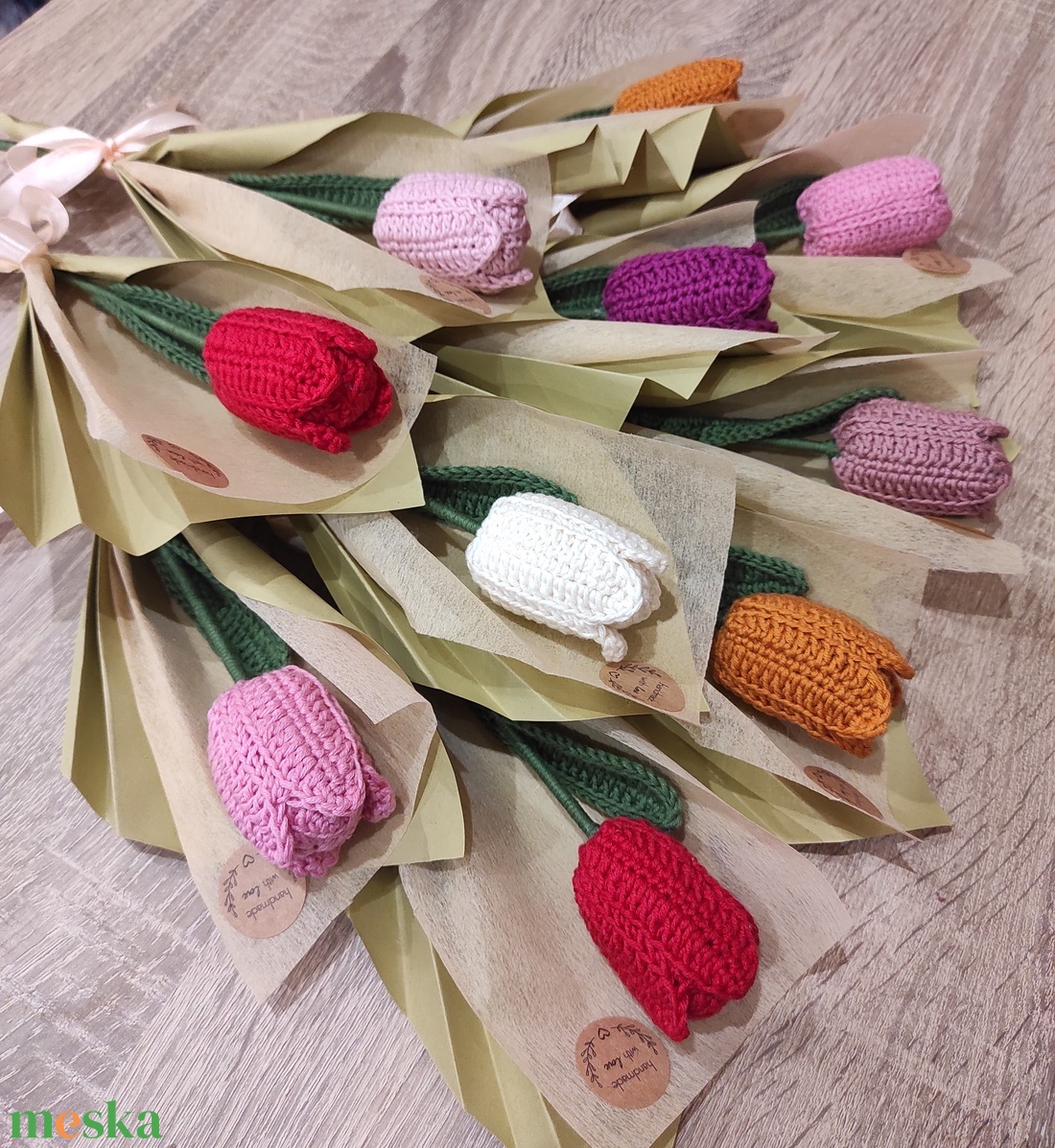 Horgolt tulipán  - otthon & életmód - virágdekoráció - virágok - szálas virág - Meska.hu