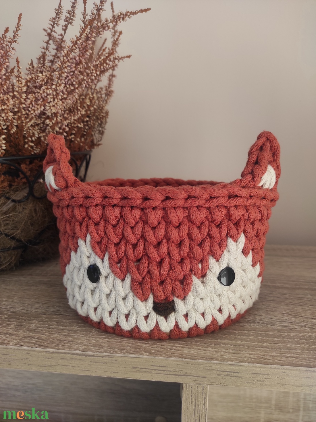 Rókás horgolt tároló  - otthon & életmód - tárolás & rendszerezés - tárolókosár - Meska.hu