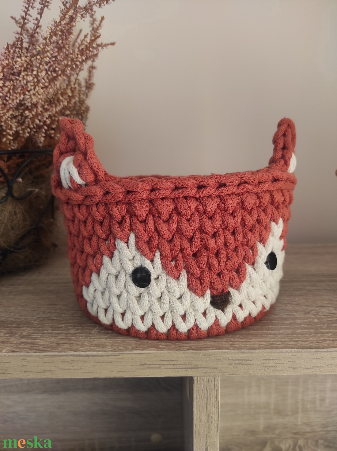 Rókás horgolt tároló  - otthon & életmód - tárolás & rendszerezés - tárolókosár - Meska.hu