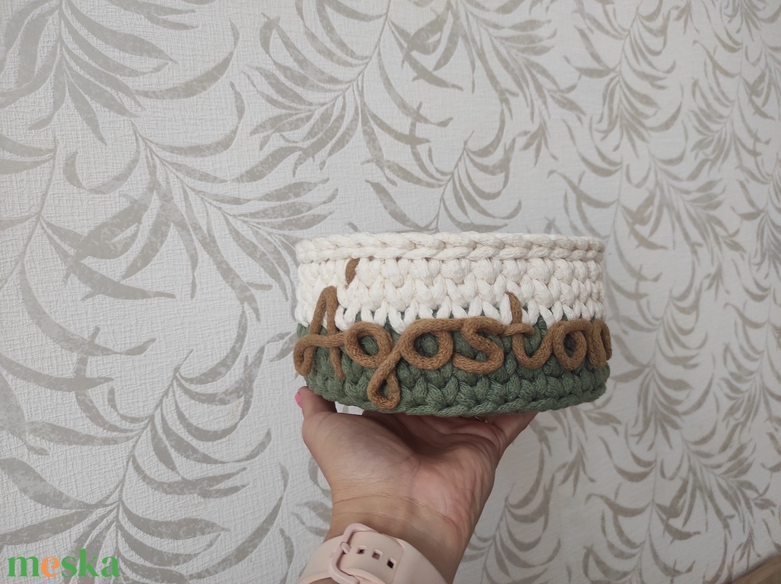 Neves horgolt tároló  - otthon & életmód - tárolás & rendszerezés - tárolókosár - Meska.hu