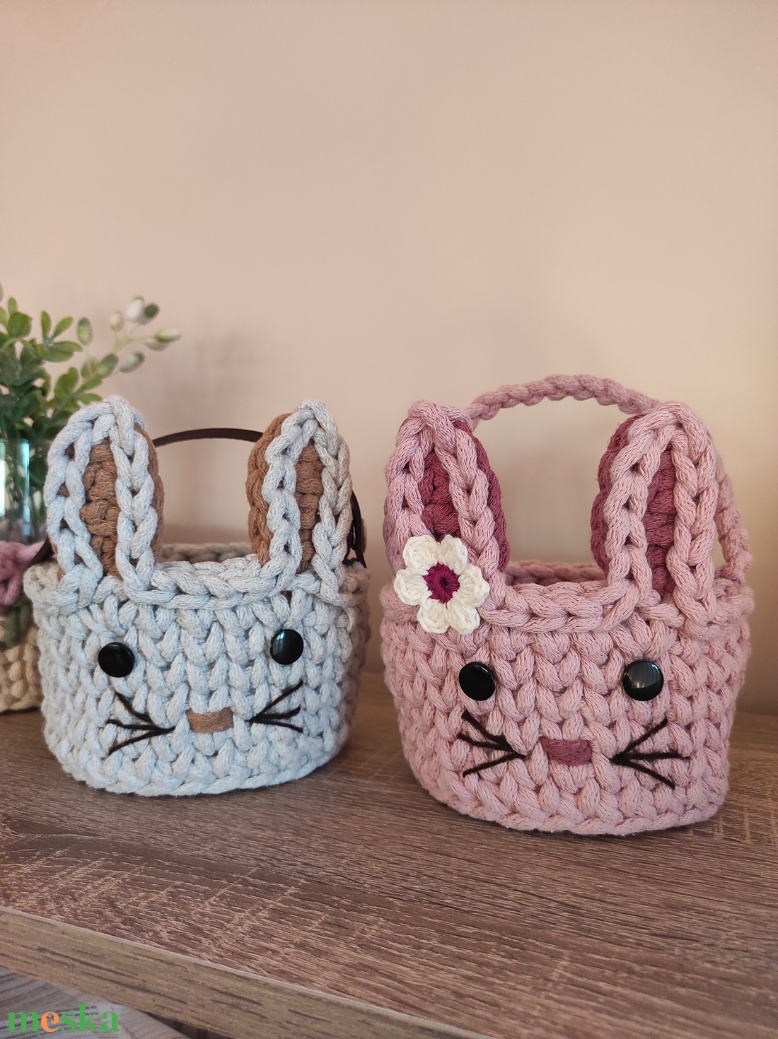 Nyuszis horgolt tároló  - otthon & életmód - tárolás & rendszerezés - tárolókosár - Meska.hu