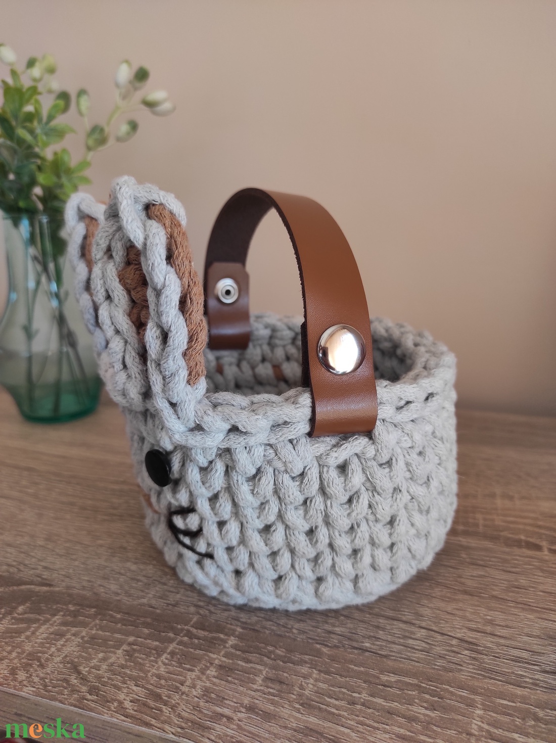 Nyuszis horgolt tároló  - otthon & életmód - tárolás & rendszerezés - tárolókosár - Meska.hu