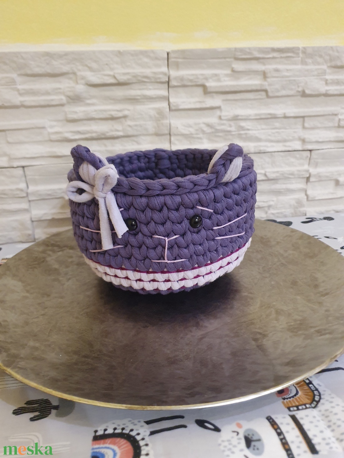 Cica kosár - baba - mama - babaszobabútor - játéktároló - Meska.hu