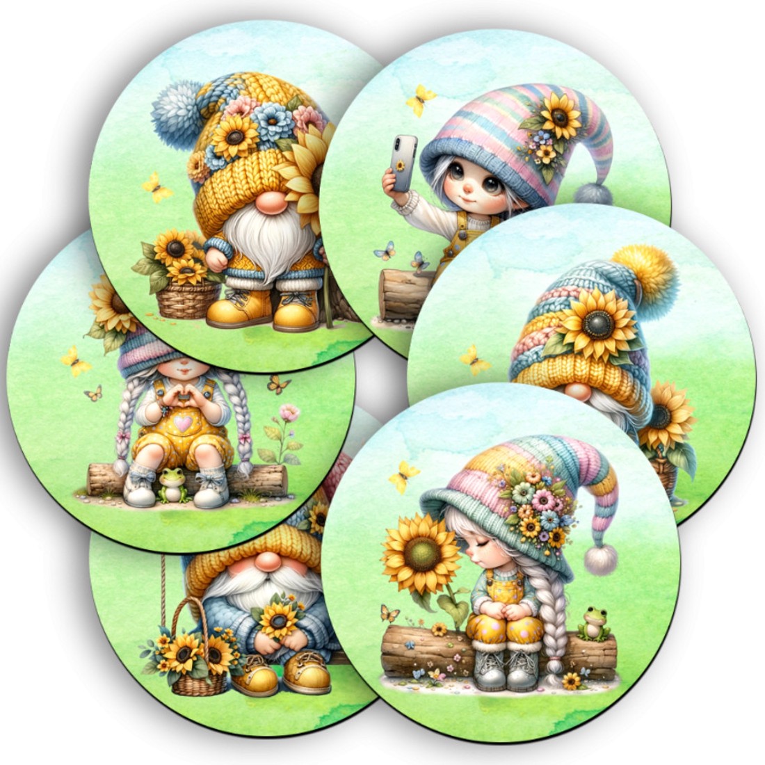 6 db cuki napraforgós manó alátét szett (#75) -  - Meska.hu