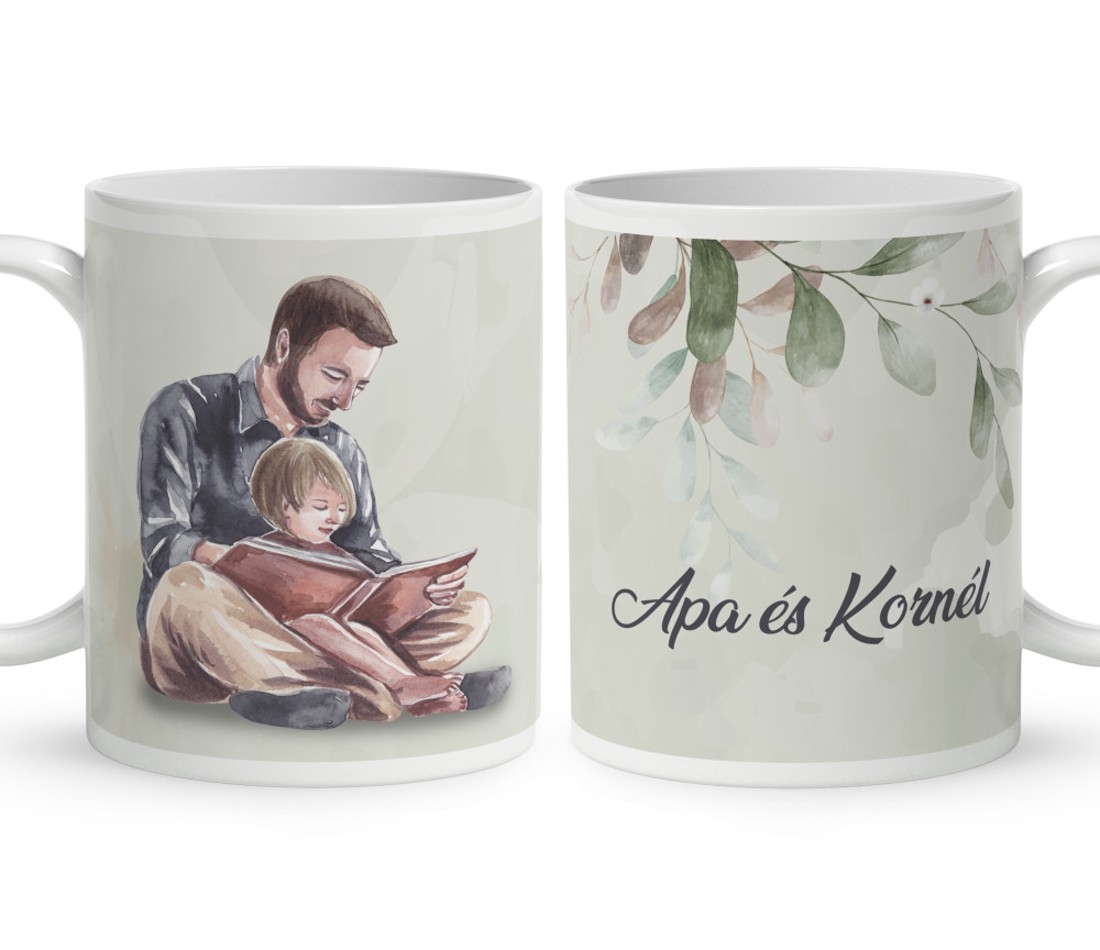 Kérd a neveddel - Apa és Fia pillanat mintás bögre - otthon & életmód - konyhafelszerelés, tálalás - tálalás - bögre & csésze - Meska.hu