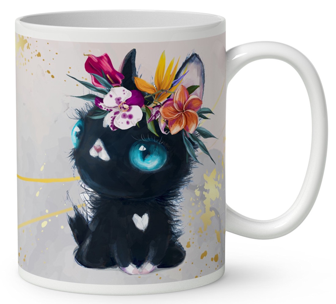 Névvel kérhető - Tündéri fekete cicus mintás bögre - otthon & életmód - konyhafelszerelés, tálalás - tálalás - bögre & csésze - Meska.hu