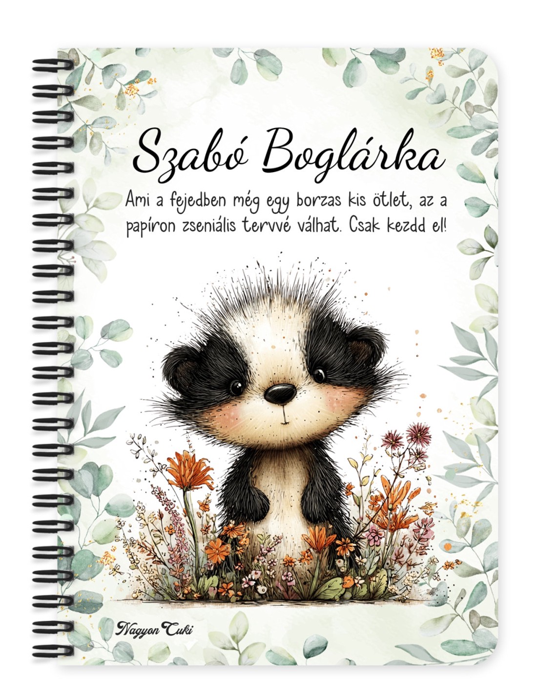 Személyre szabható - Az éjszakák vándora, édes kis borz mintás A6-os füzet - otthon & életmód - papír, írószer - jegyzetfüzet & napló - Meska.hu