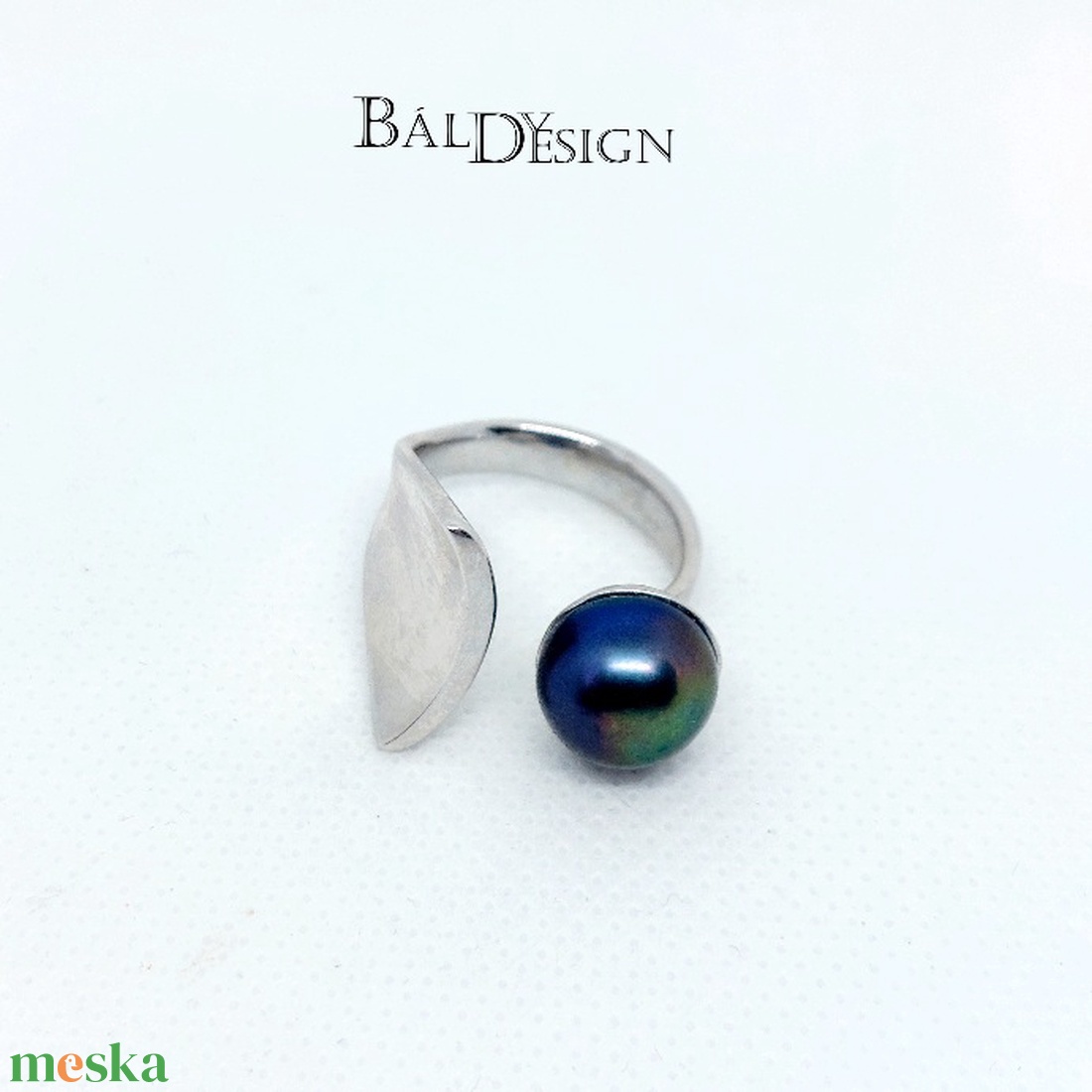Zöld színű édesvízi tenyésztett gyöngyös gyűrű - ékszer - gyűrű - gyöngyös gyűrű - Meska.hu
