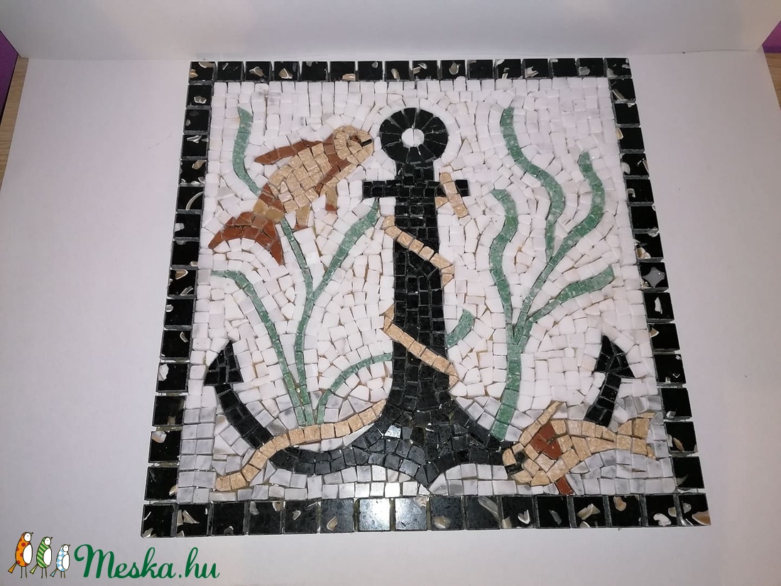 Horgony mozaik márványból - otthon & lakás - dekoráció - kép & falikép - mozaik kép - Meska.hu
