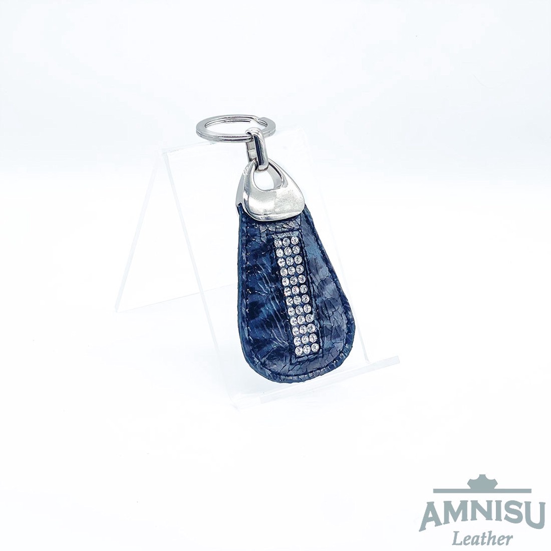 Szürke párduc mintás csepp alakú swarovski köves bőr kulcstartó H8022 - táska & tok - kulcstartó & táskadísz - kulcstartó - Meska.hu