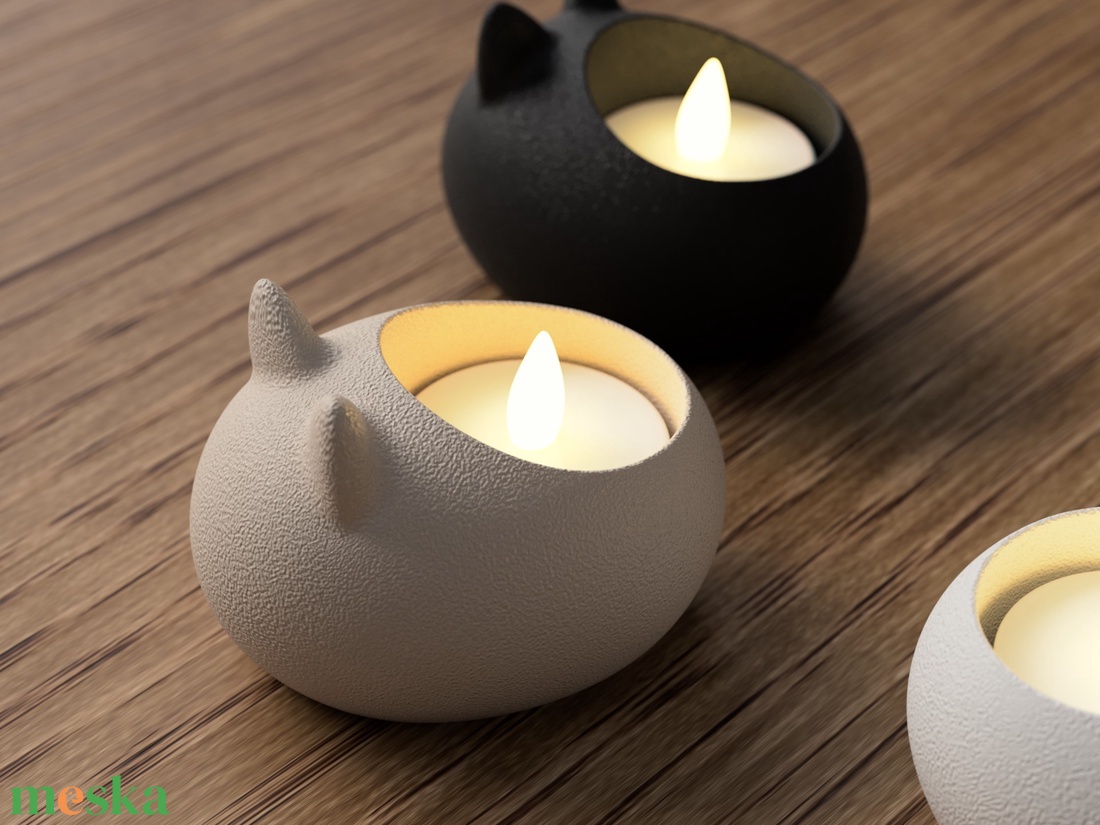 3D cicás, ledes teamécses tartó - otthon & életmód - gyertya, illat, aroma - mécses és mécsestartó - Meska.hu