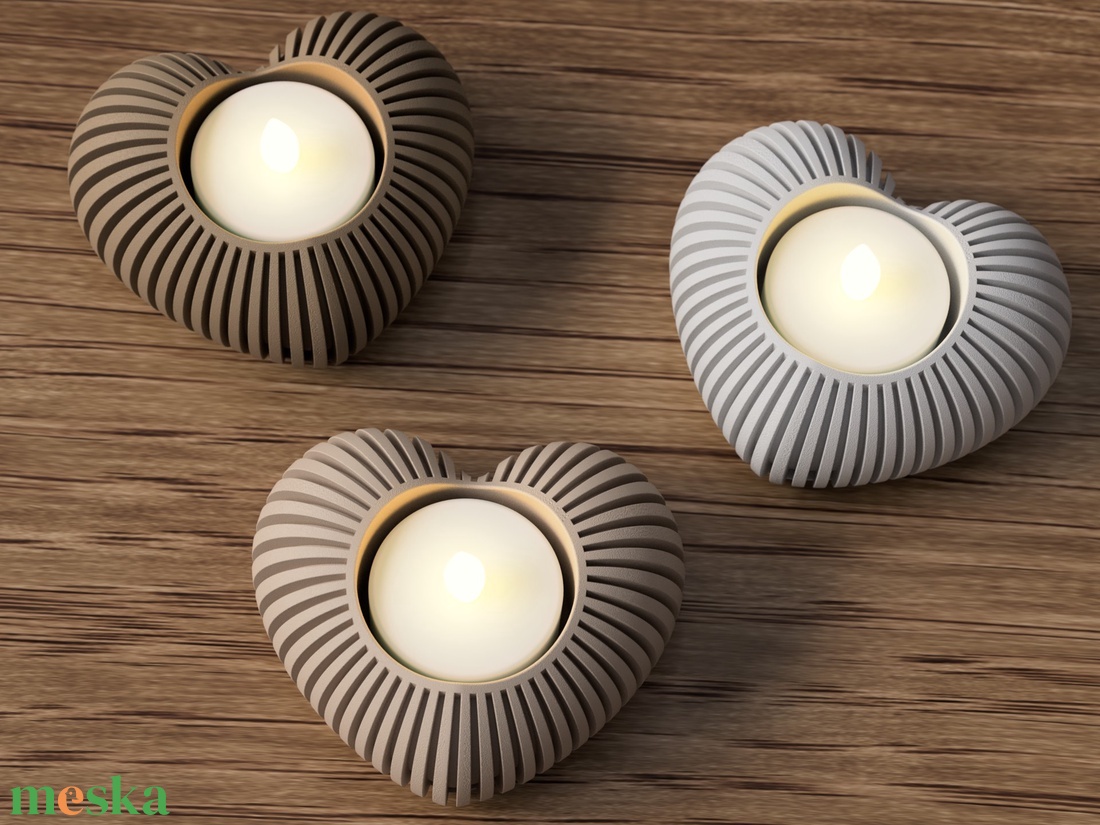 3D ledes teamécses tartó szív - otthon & életmód - gyertya, illat, aroma - mécses és mécsestartó - Meska.hu