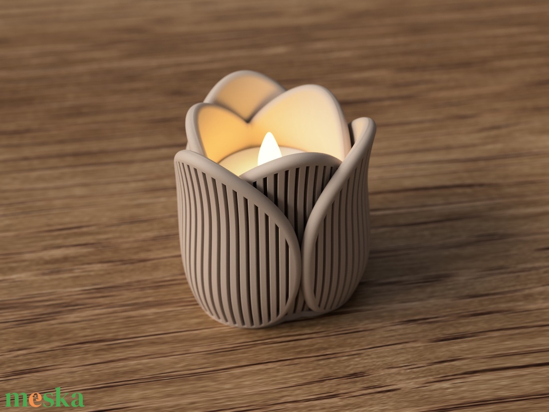 3D mécsestartó tulipán bordás - otthon & életmód - gyertya, illat, aroma - mécses és mécsestartó - Meska.hu