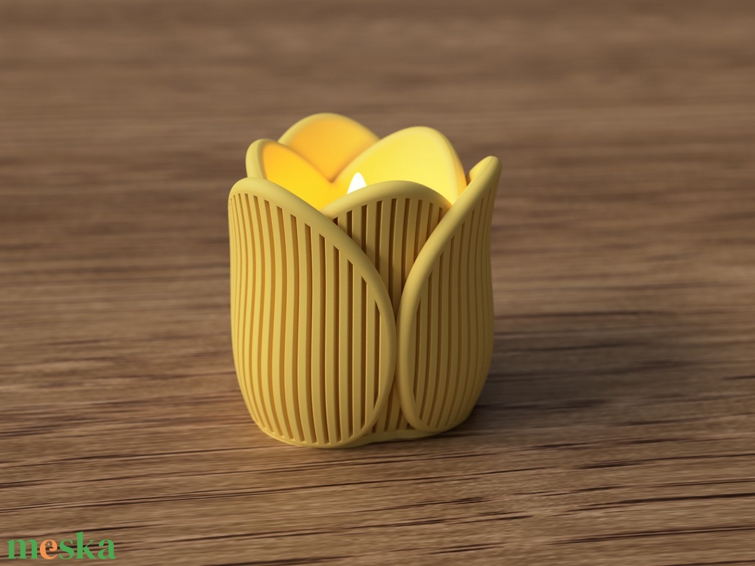 3D mécsestartó tulipán bordás - otthon & életmód - gyertya, illat, aroma - mécses és mécsestartó - Meska.hu