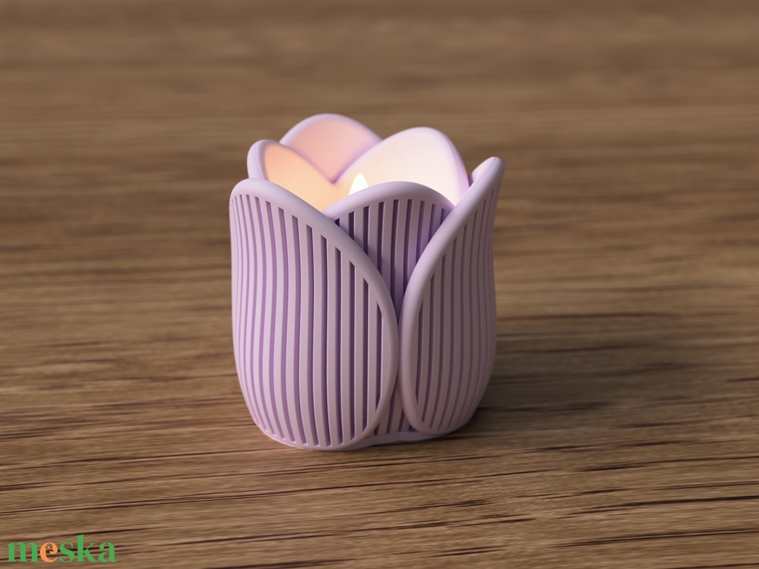 3D mécsestartó tulipán bordás - otthon & életmód - gyertya, illat, aroma - mécses és mécsestartó - Meska.hu