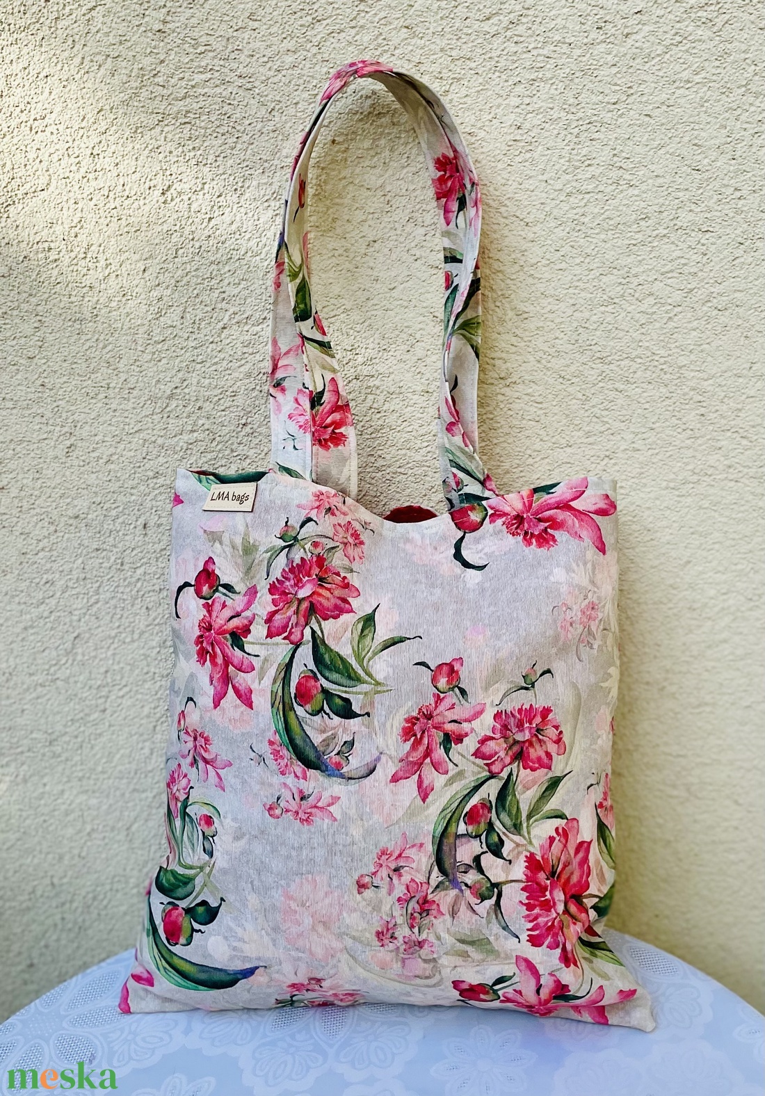 Virág mintás bevásárlószatyor - táska & tok - bevásárlás & shopper táska - shopper, textiltáska, szatyor - Meska.hu