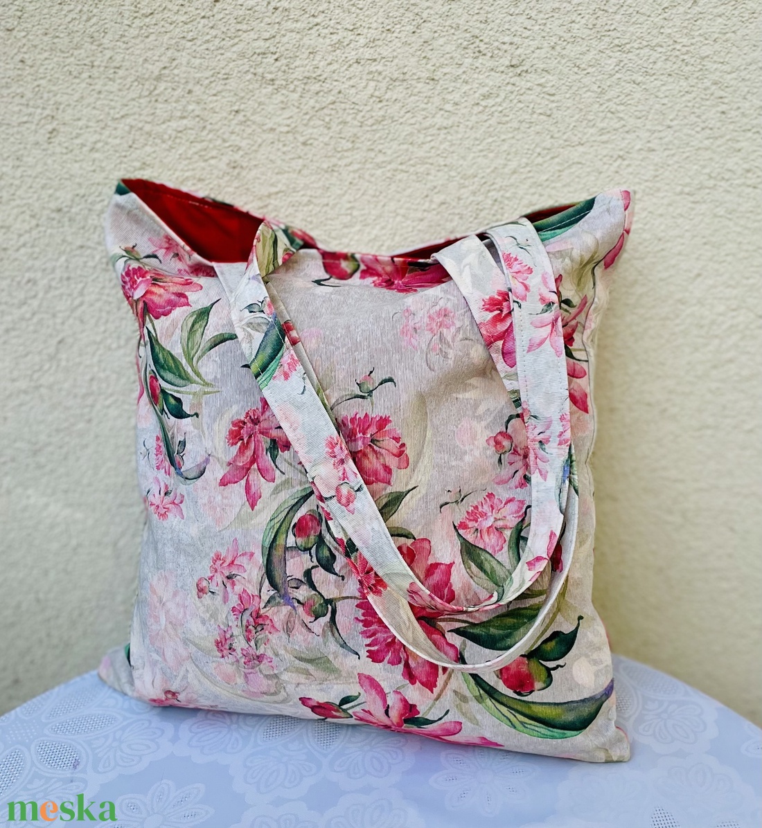 Virág mintás bevásárlószatyor - táska & tok - bevásárlás & shopper táska - shopper, textiltáska, szatyor - Meska.hu