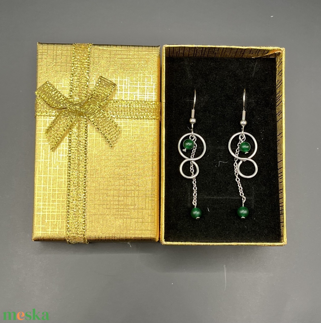 Jade fülbevaló  - ékszer - fülbevaló - lógó fülbevaló - Meska.hu