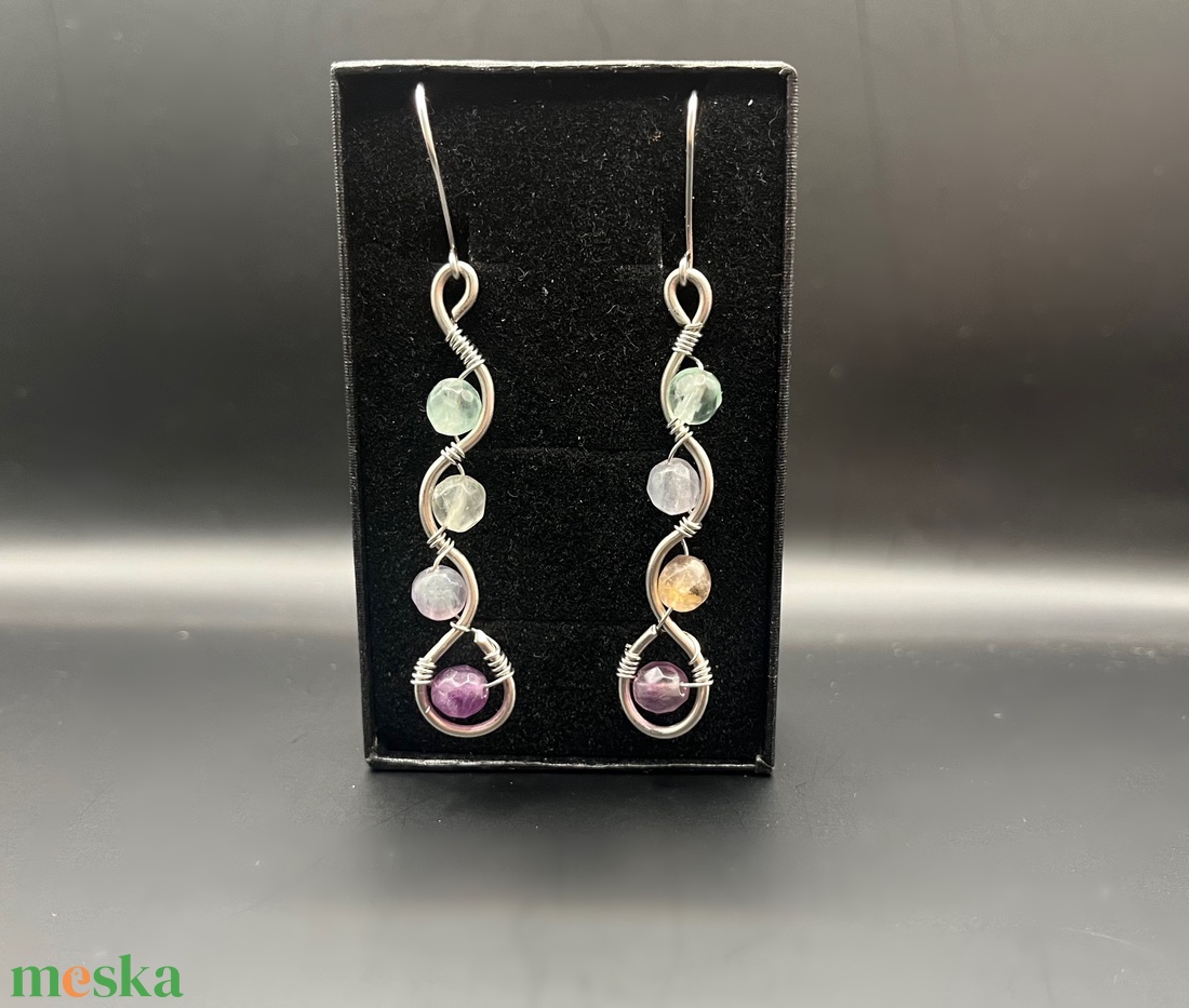 Fluorit ásvány fülbevaló  - ékszer - fülbevaló - lógó fülbevaló - Meska.hu