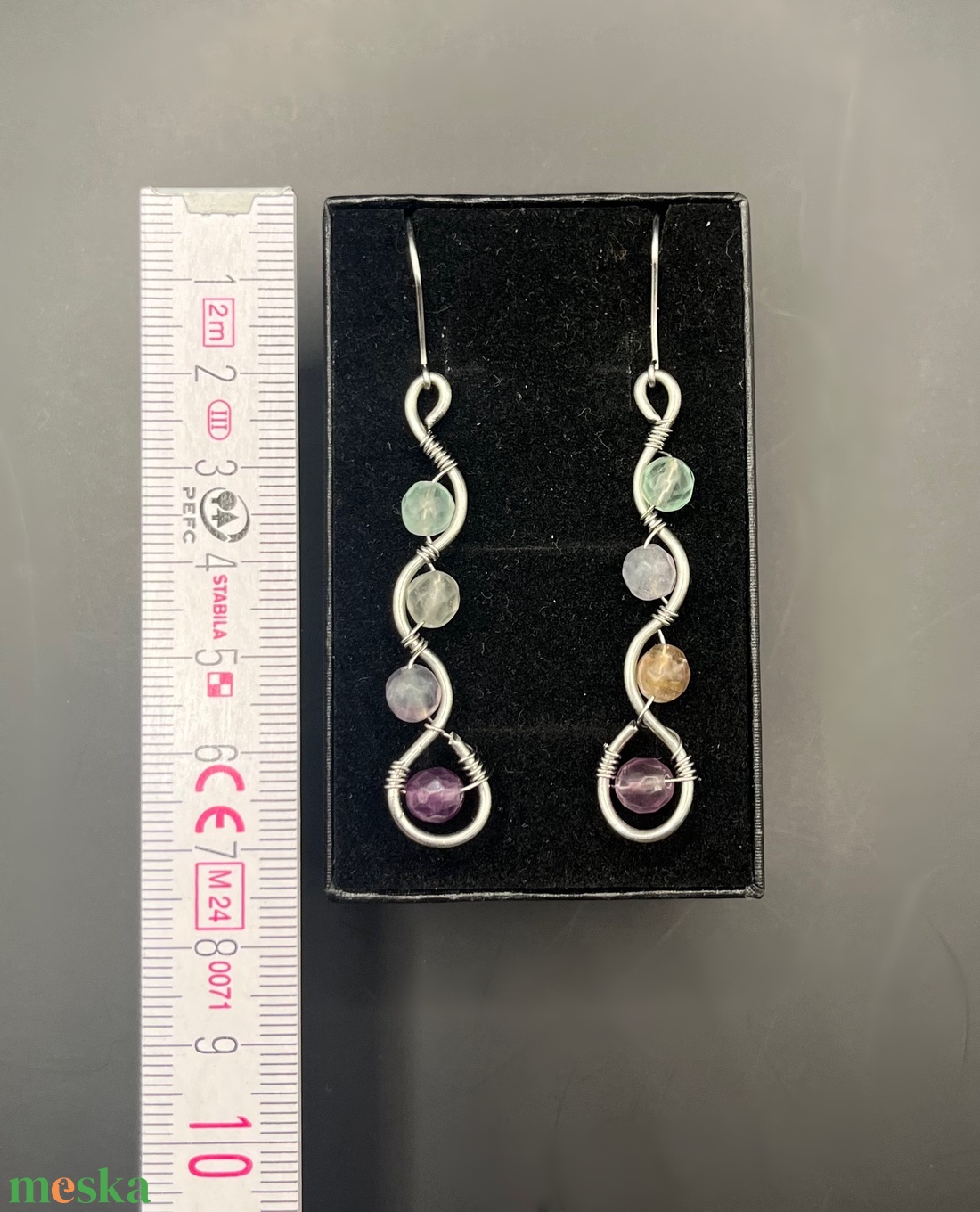 Fluorit ásvány fülbevaló  - ékszer - fülbevaló - lógó fülbevaló - Meska.hu