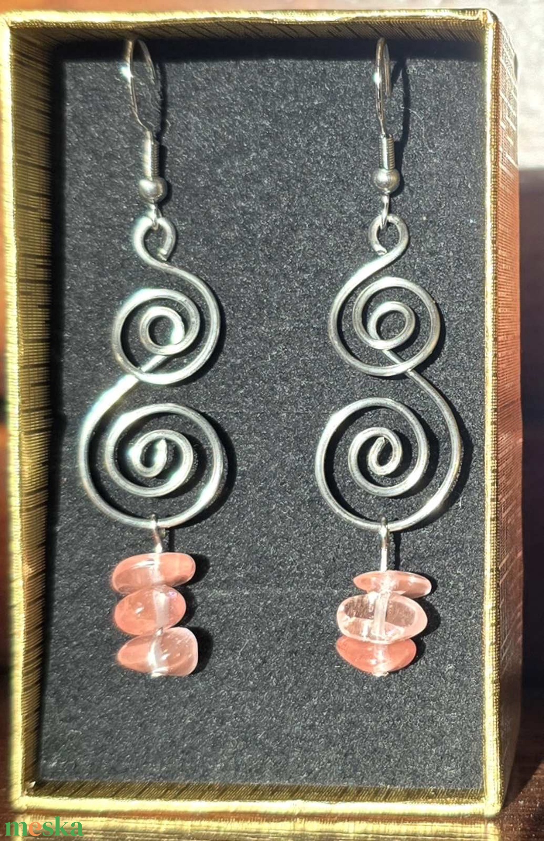 Málnakvarc fülbevaló  - ékszer - fülbevaló - lógó fülbevaló - Meska.hu