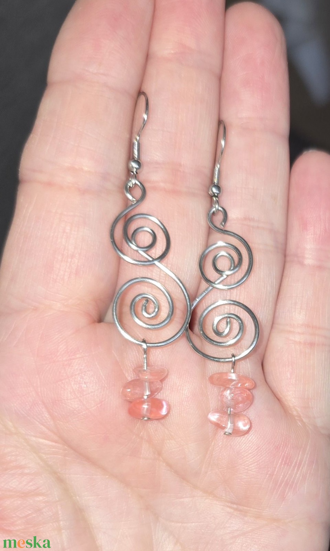 Málnakvarc fülbevaló  - ékszer - fülbevaló - lógó fülbevaló - Meska.hu