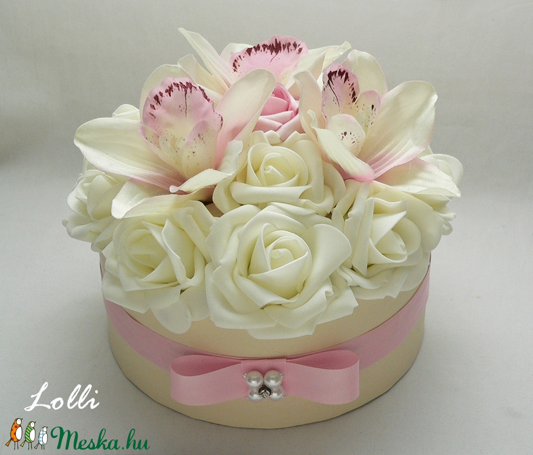 Orchideás virágdoboz, virágbox, rózsabox -  - Meska.hu