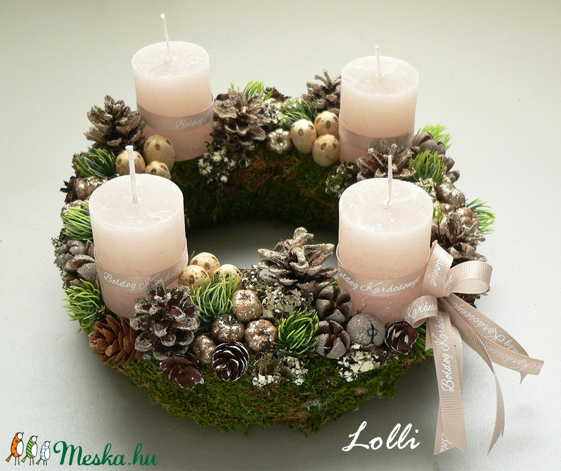 Zöld-pezsgő adventi koszorú - karácsony - Meska.hu Zöld-pezsgő adventi koszorú - karácsony - Meska.hu
