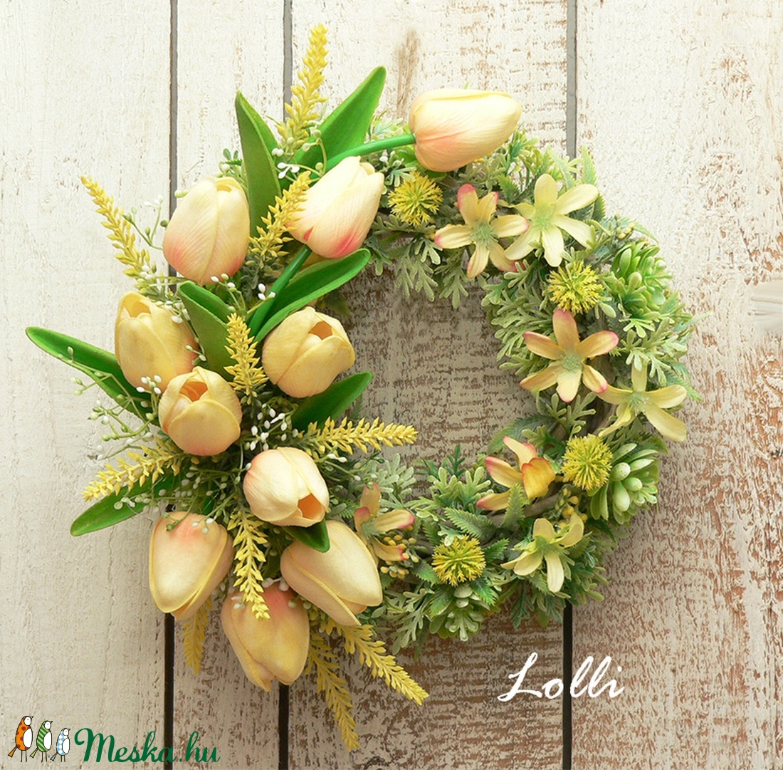 Tavaszi tulipános koszorú - otthon & életmód - dekoráció - Meska.hu Tavaszi tulipános koszorú - otthon & életmód - dekoráció - Meska.hu