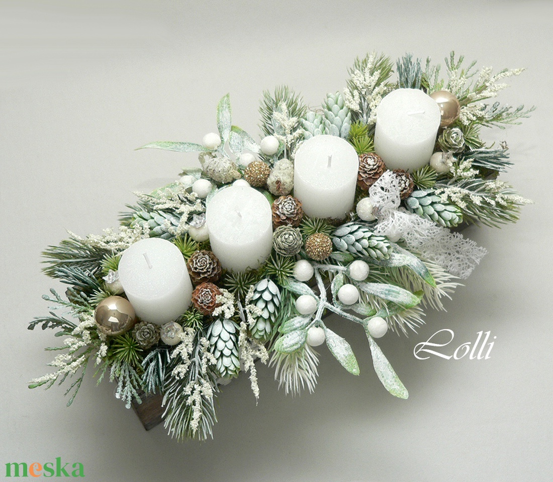 Örökzöld fagyöngy adventi asztaldísz - karácsony - adventi díszek - adventi koszorú - Meska.hu Örökzöld fagyöngy adventi asztaldísz - karácsony - adventi díszek - adventi koszorú - Meska.hu