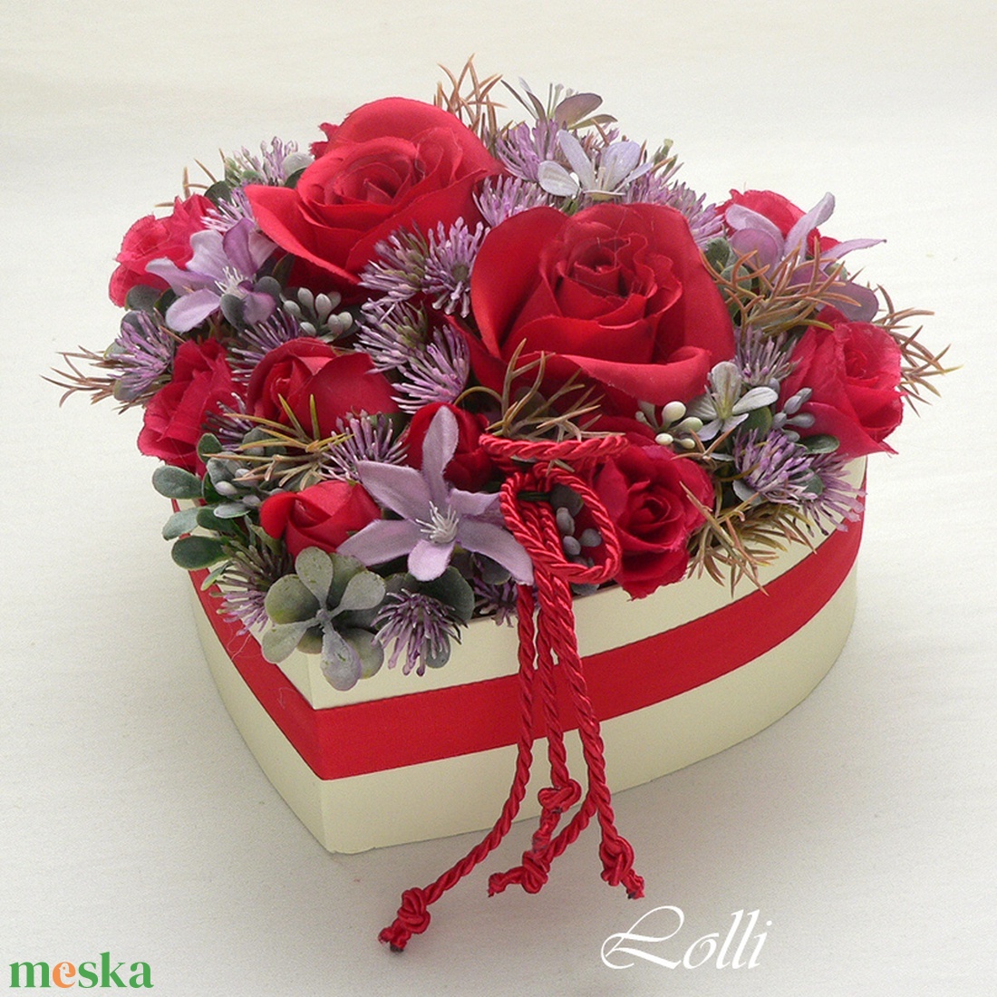 Vörös rózsás virágbox virágdoboz - otthon & lakás - dekoráció - asztal és polc dekoráció - asztaldísz - Meska.hu
