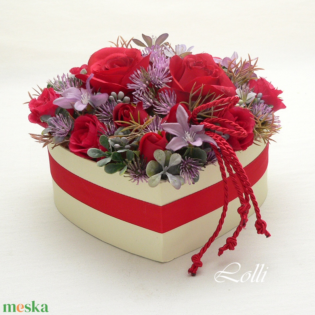 Vörös rózsás virágbox virágdoboz - otthon & lakás - dekoráció - asztal és polc dekoráció - asztaldísz - Meska.hu