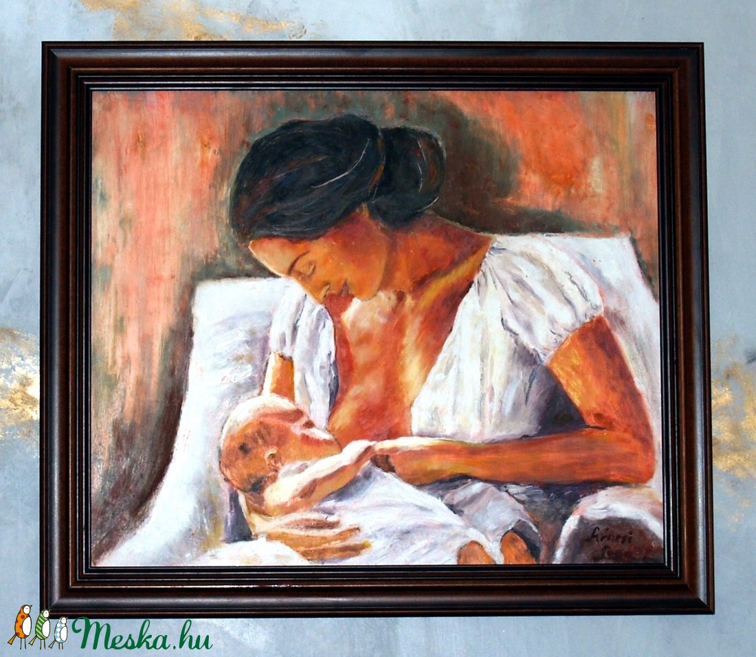 Anya és gyermeke-olaj festmény kerettel - - Meska.hu Anya és gyermeke-olaj festmény kerettel - - Meska.hu