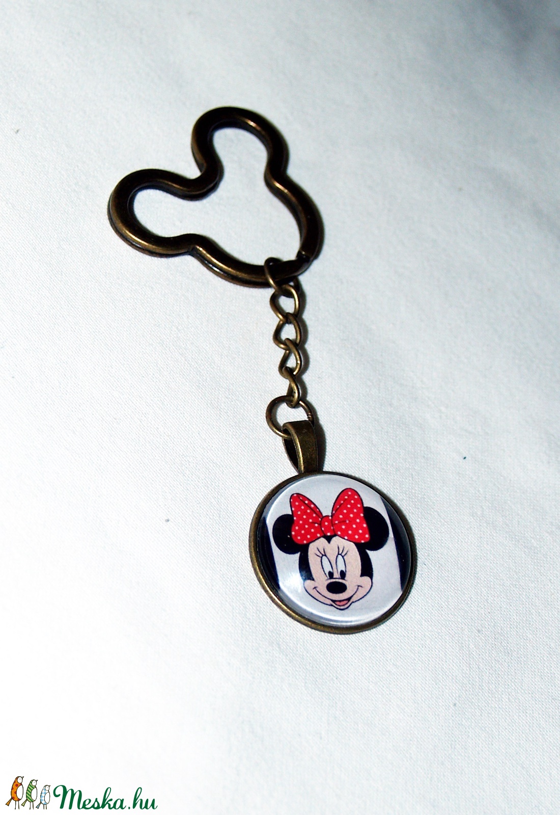 Mickey _-Minnie egér üveglencsés kulcstartó - táska & tok - kulcstartó & táskadísz - kulcstartó - Meska.hu